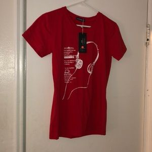 Red music headphones shirt
